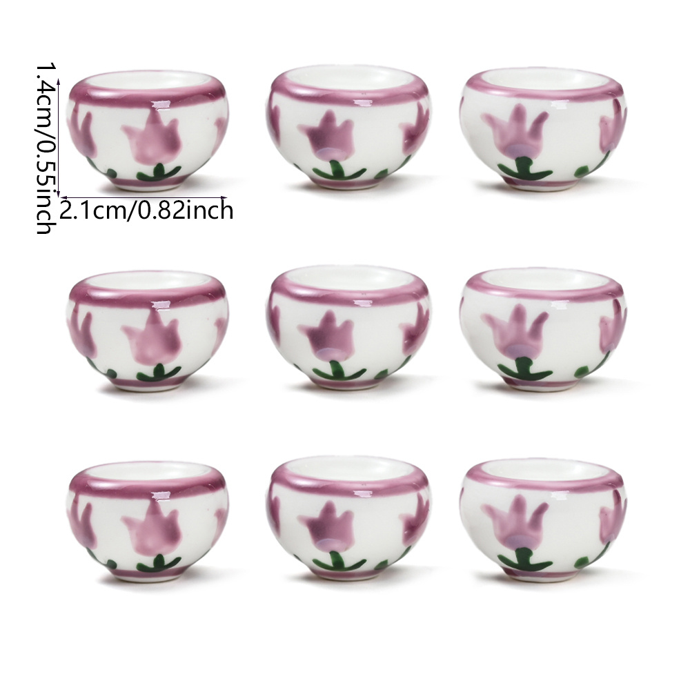 6pcs Hand-Painted Dutch Tulip Mini Ceramic Beads